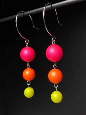 Handmade Swarovski Pearls 80s-like Neon Earrings